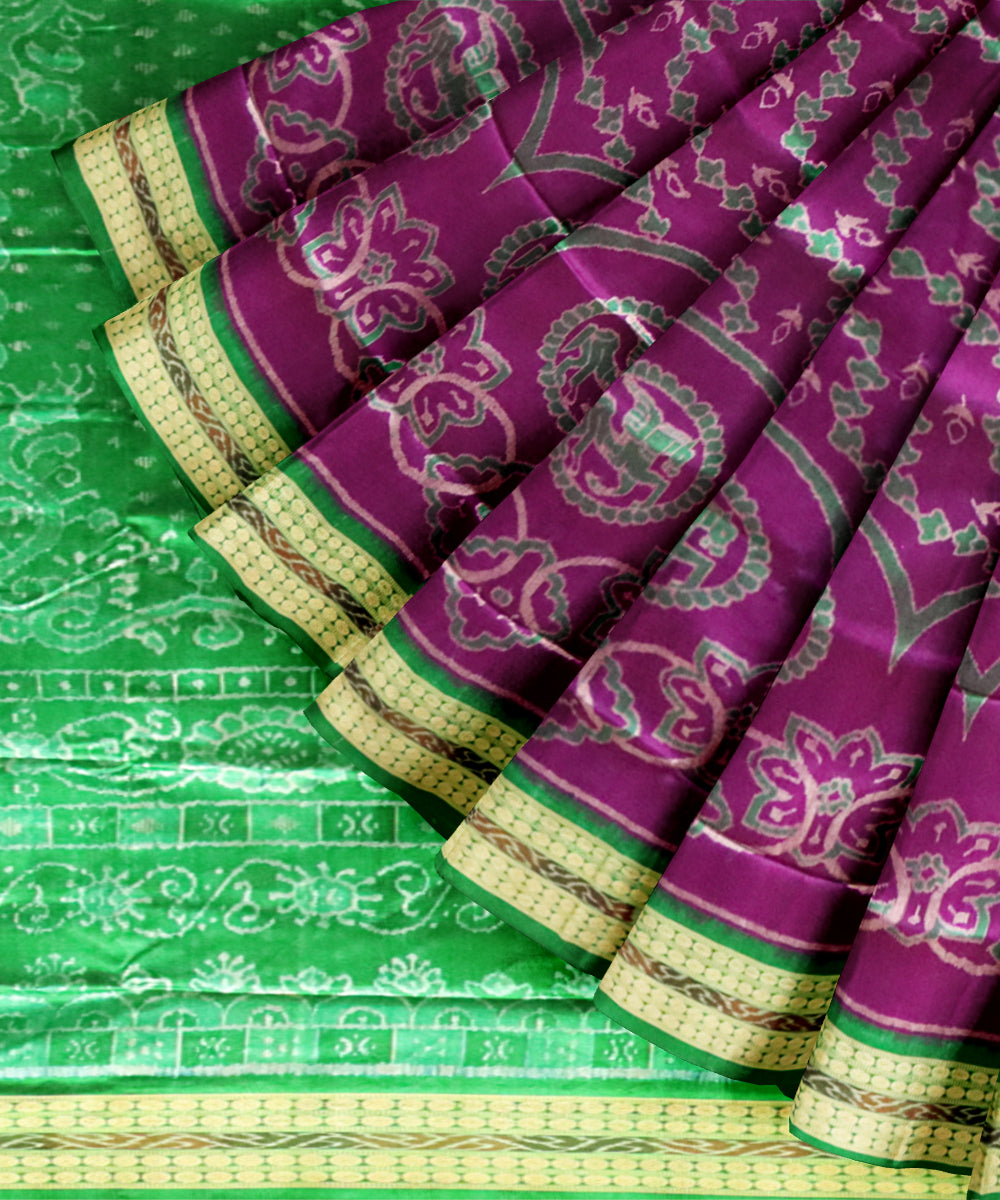 Purple deep green silk handloom sambalpuri saree