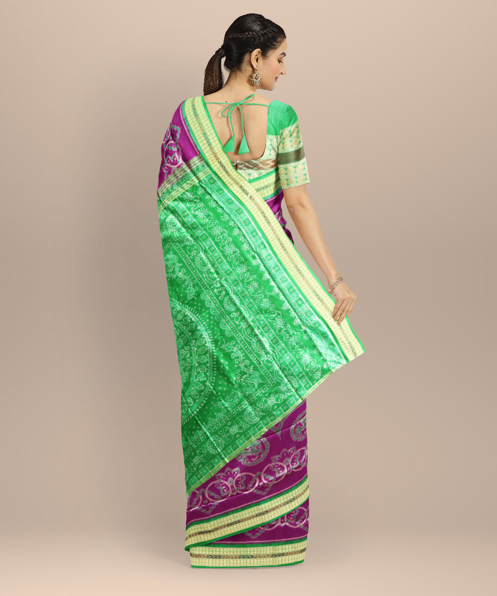 Purple deep green silk handloom sambalpuri saree