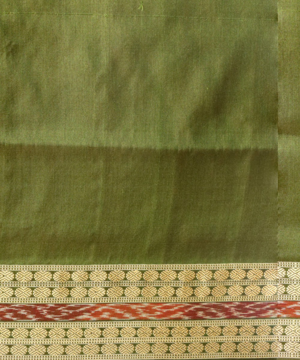 Copper deep moss green silk handloom sambalpuri saree