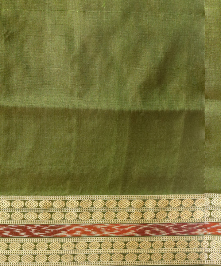 Copper deep moss green silk handloom sambalpuri saree