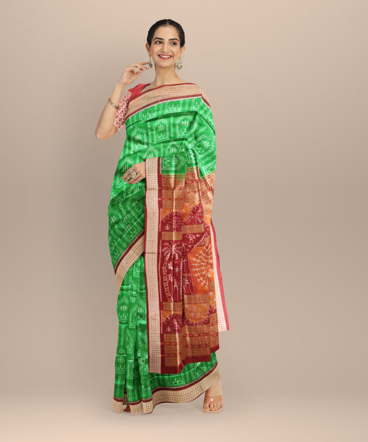 Dark green black bean silk handloom sonepur saree