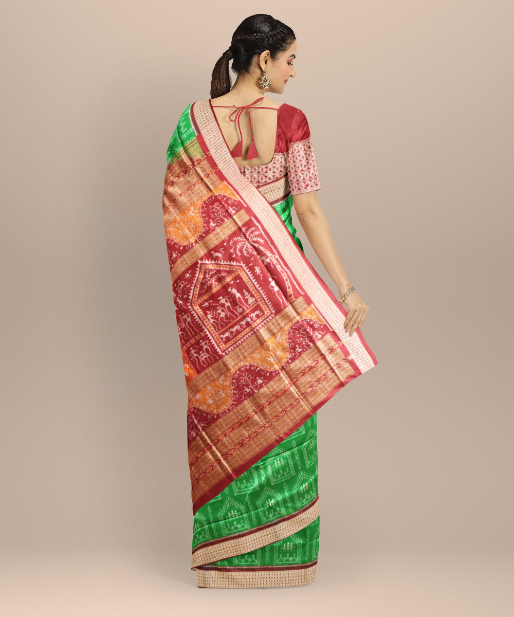 Dark green black bean silk handloom sonepur saree