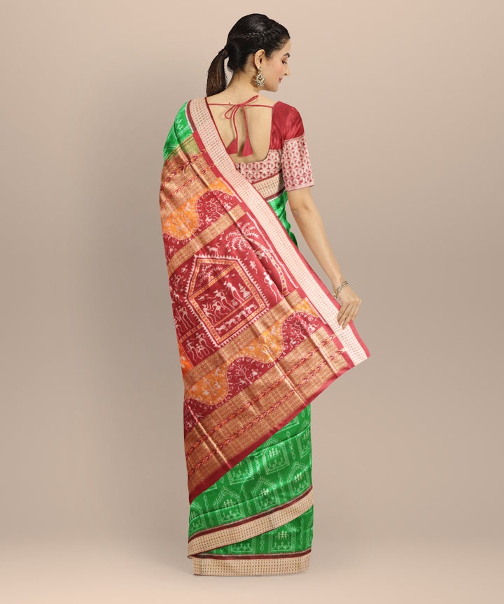 Dark green black bean silk handloom sonepur saree