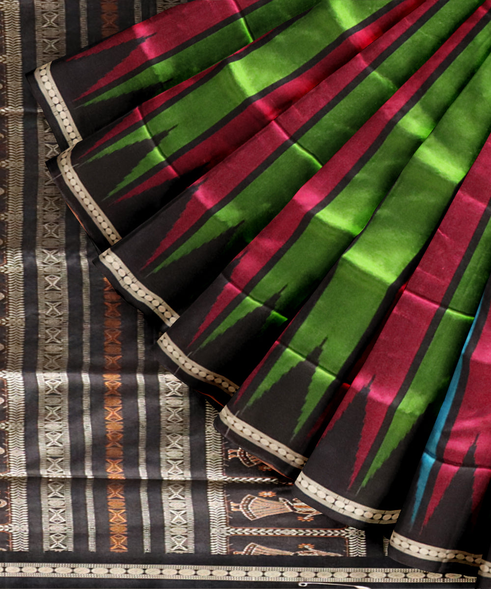 Multicolor black silk handloom sonepur saree