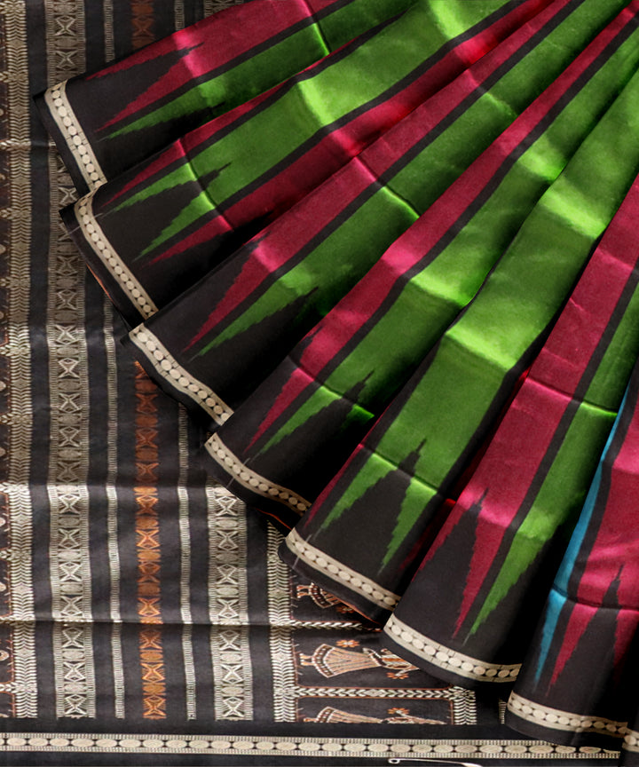 Multicolor black silk handloom sonepur saree