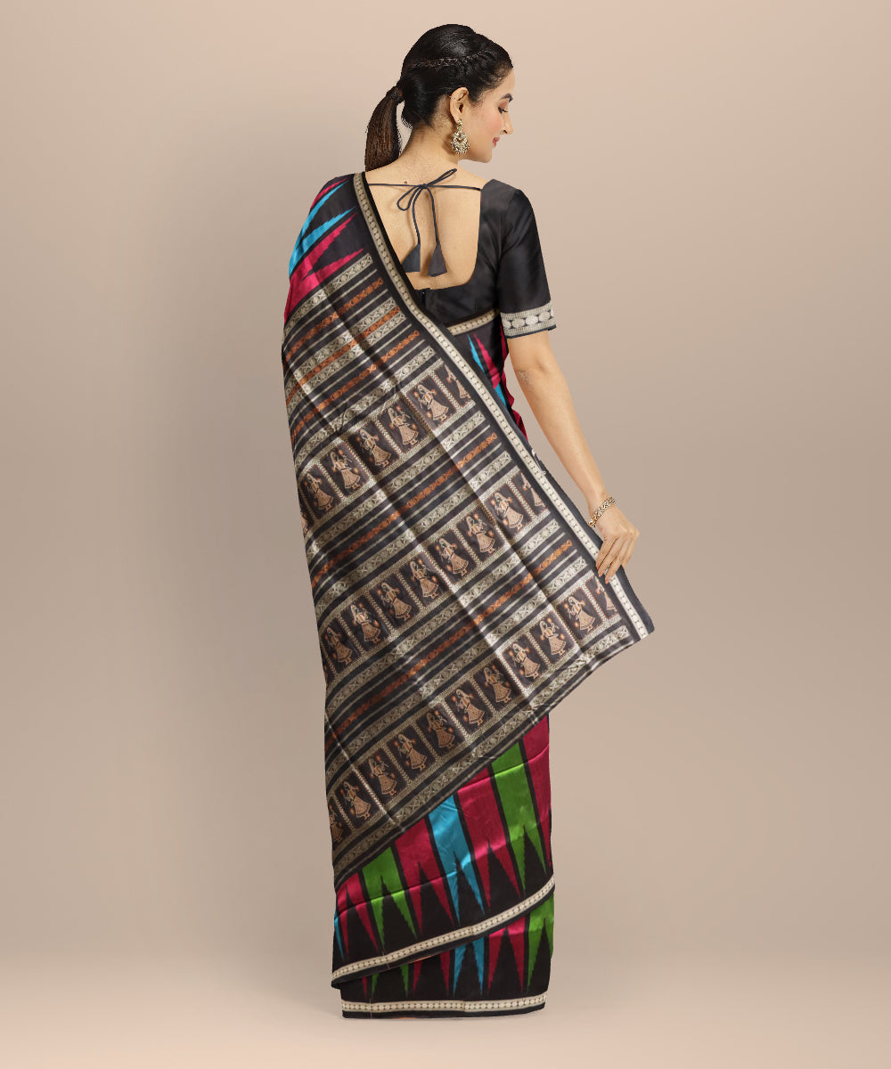 Multicolor black silk handloom sonepur saree