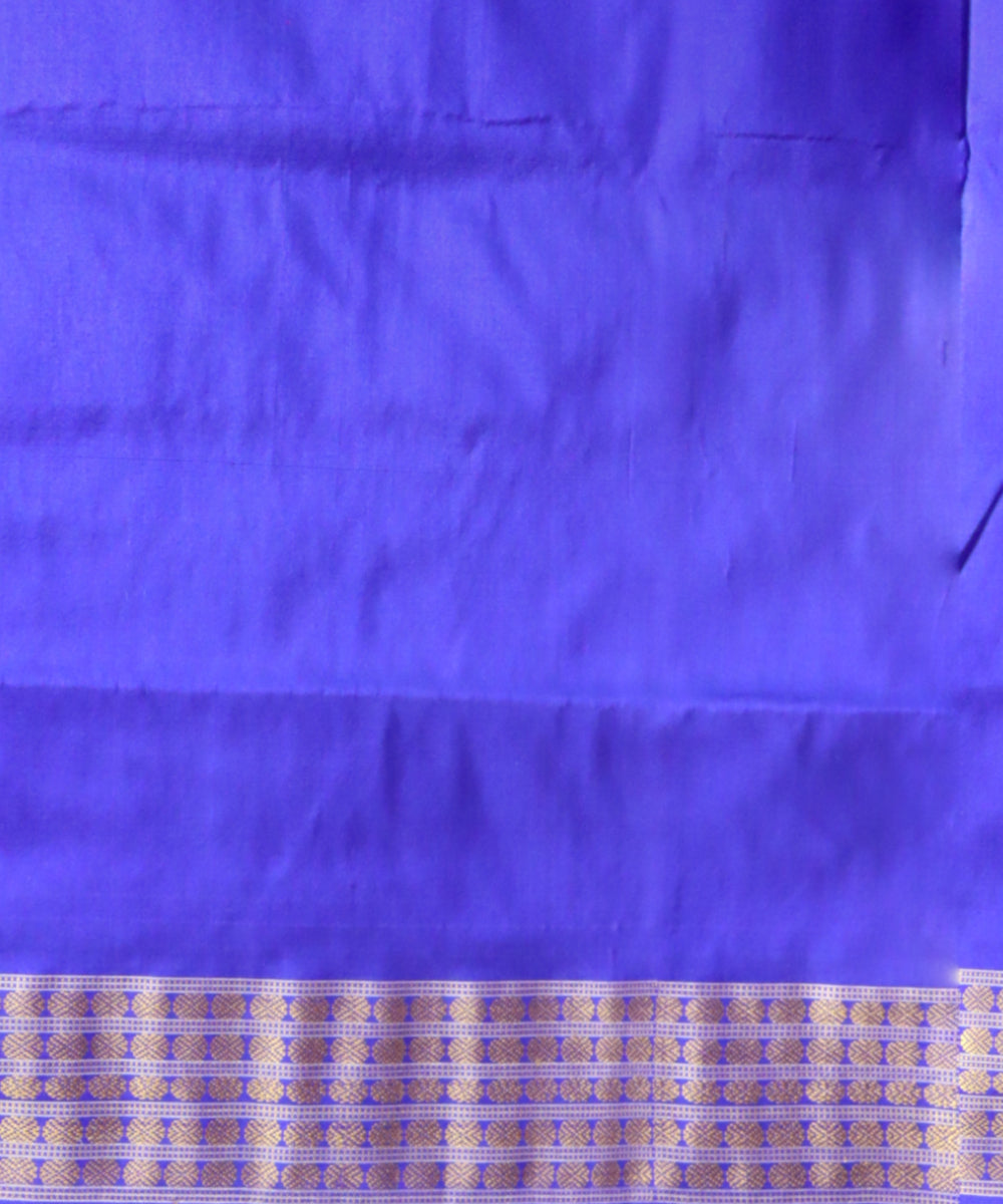 Pink dark blue half tissue silk handloom sambalpuri saree