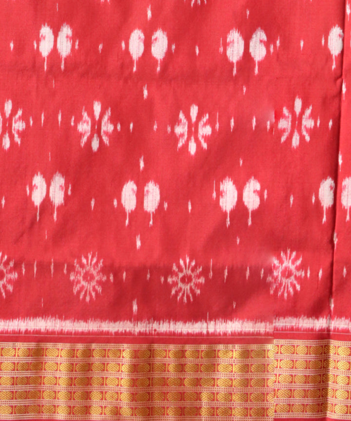 Cerulean blue maroon half tissue silk handloom sambalpuri saree