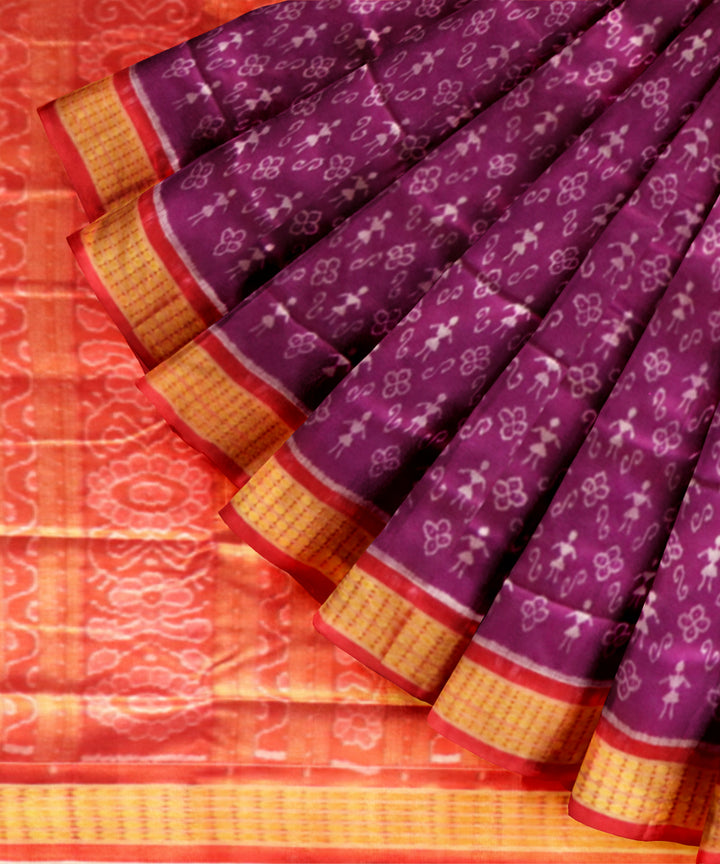Purple maroon half tissue silk handloom sambalpuri saree