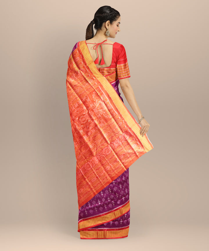 Purple maroon half tissue silk handloom sambalpuri saree