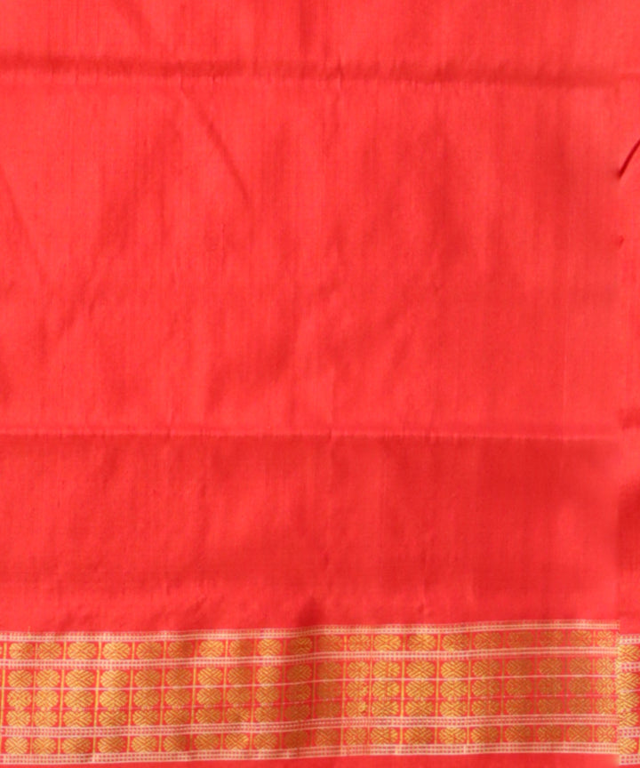 Multicolor dark red half tissue handloom silk sambalpuri saree