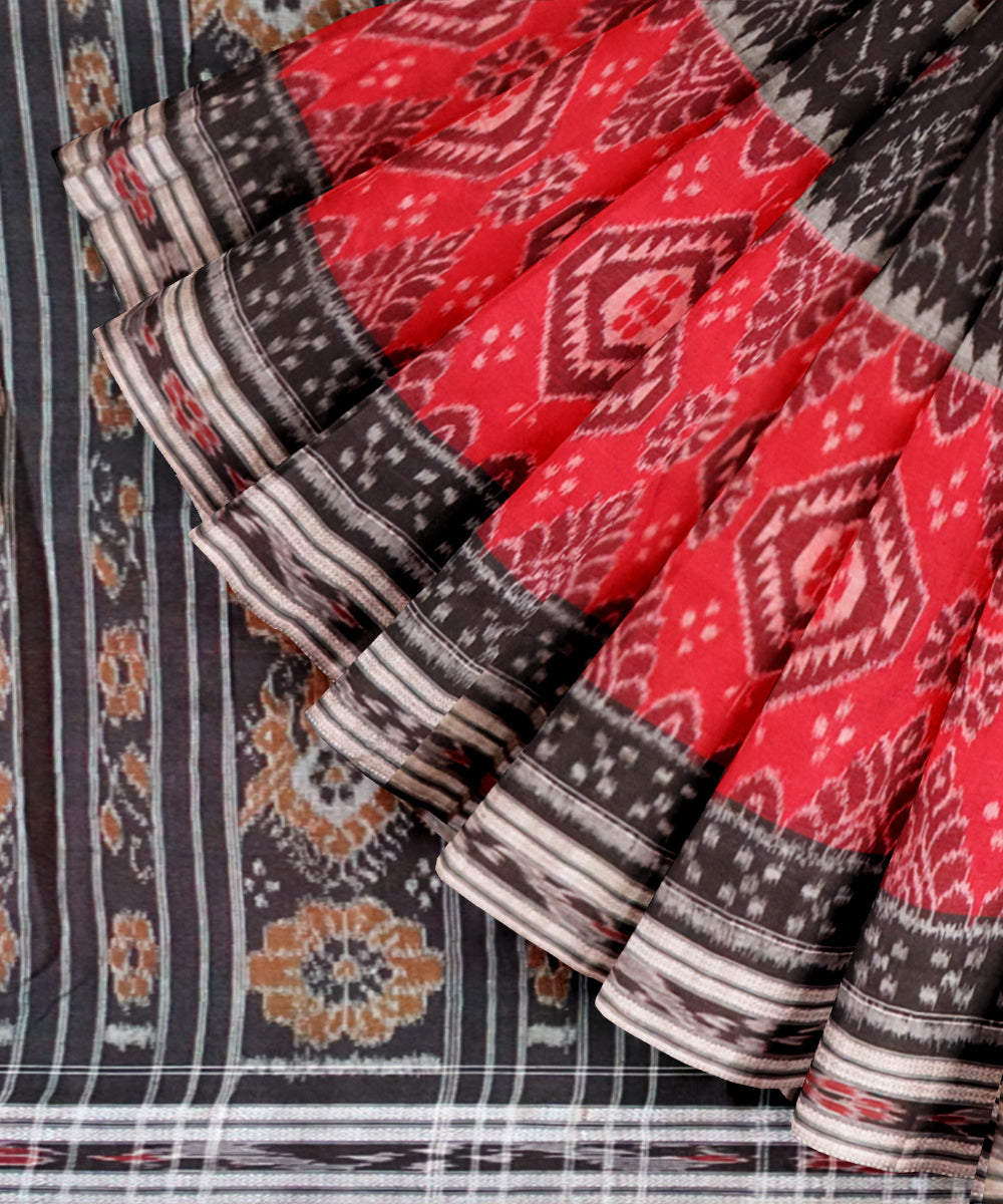 Multicolor black cotton handloom nuapatna saree