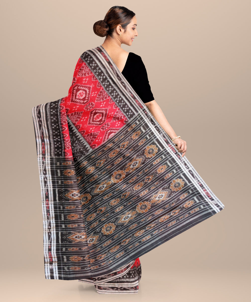 Multicolor black cotton handloom nuapatna saree