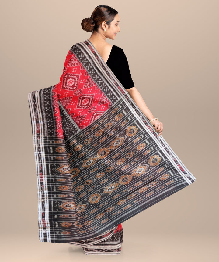 Multicolor black cotton handloom nuapatna saree