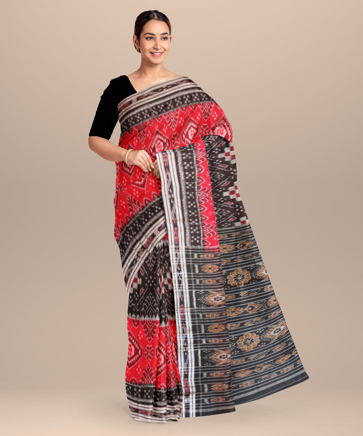 Multicolor black cotton handloom nuapatna saree