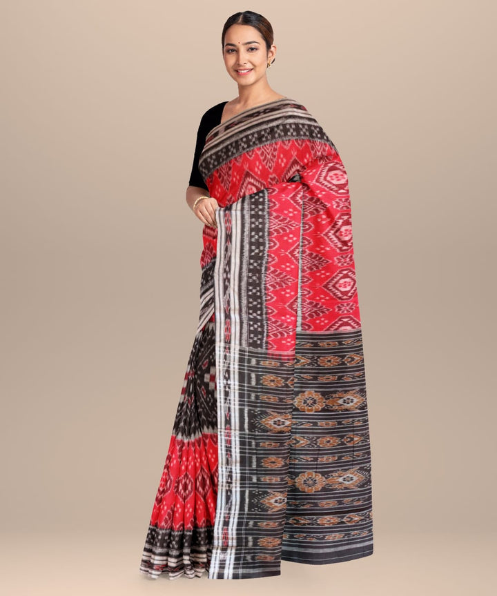 Multicolor black cotton handloom nuapatna saree