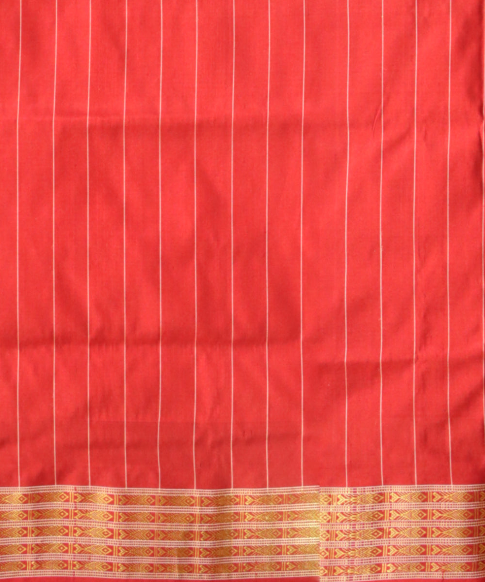 Multicolor dark red half tissue silk handloom sambalpuri saree