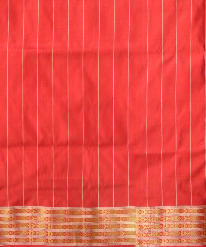 Multicolor dark red half tissue silk handloom sambalpuri saree