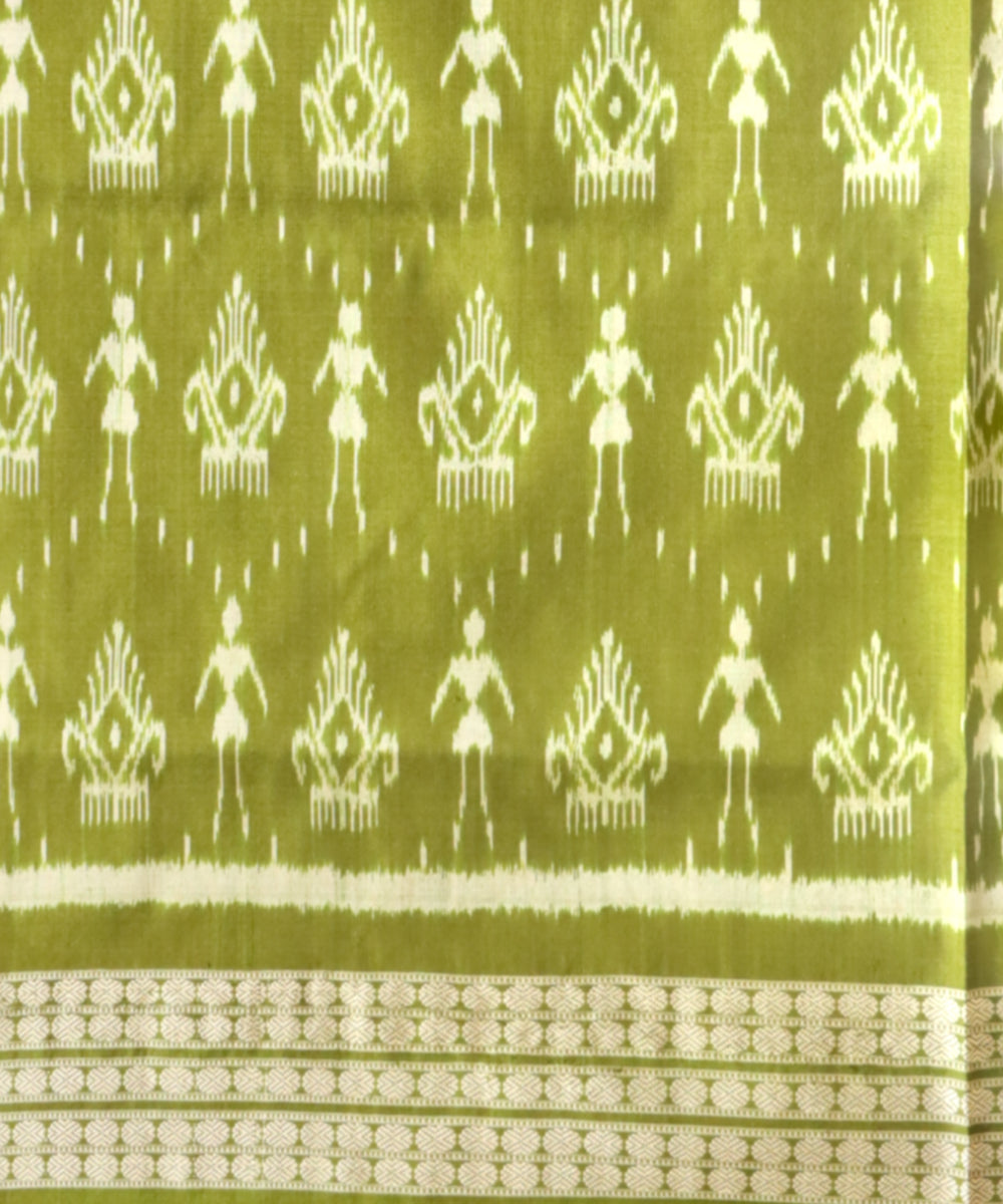 Pink deep moss green silk handloom sambalpuri saree