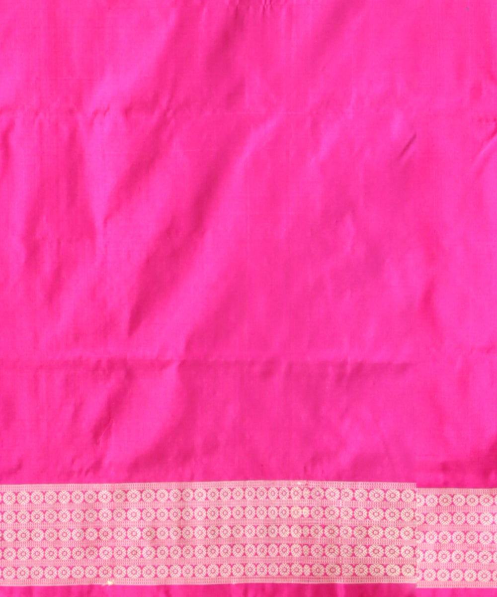 Navy blue deep cerise silk handloom sambalpuri saree