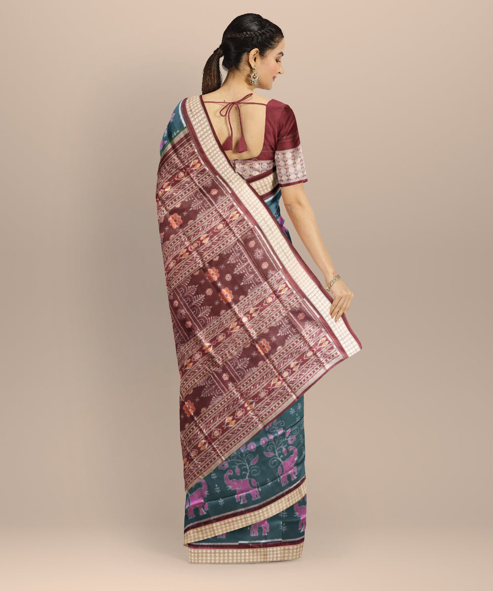 Blue sapphire coffee silk handloom sambalpuri saree