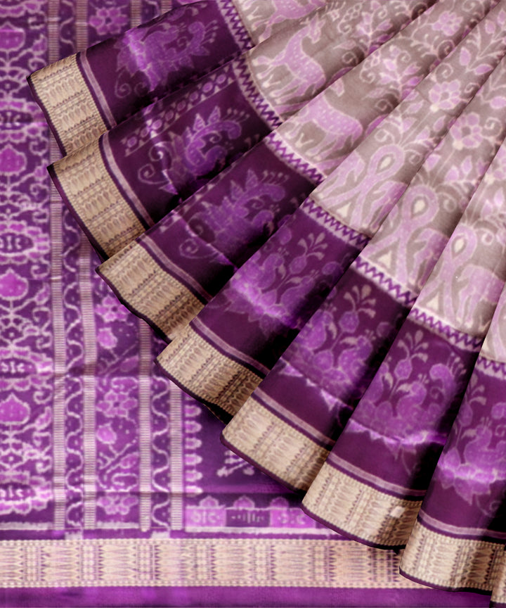 Bright ube dark violet silk handloom sambalpuri saree