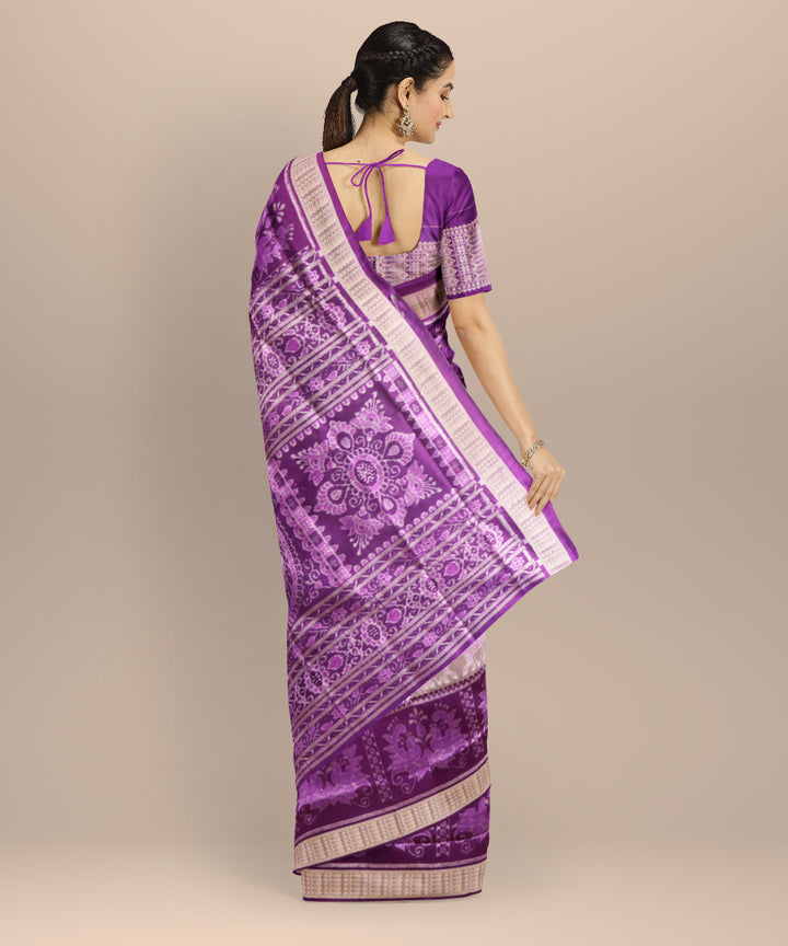Bright ube dark violet silk handloom sambalpuri saree