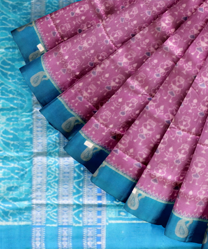 English lavender denim silk handloom sambalpuri saree