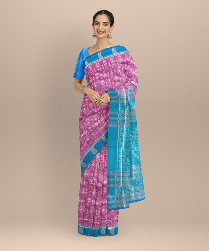 English lavender denim silk handloom sambalpuri saree