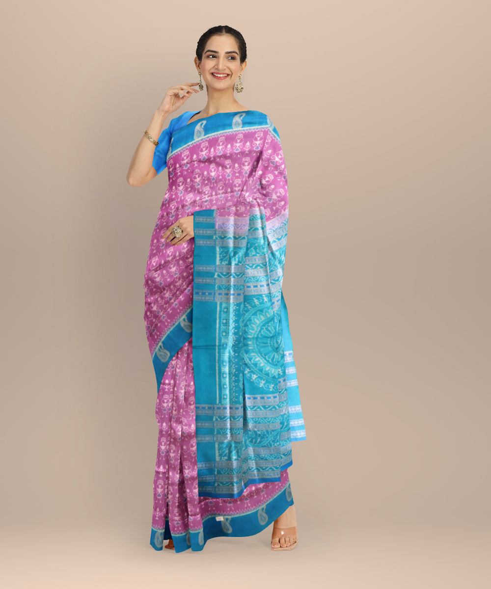 English lavender denim silk handloom sambalpuri saree