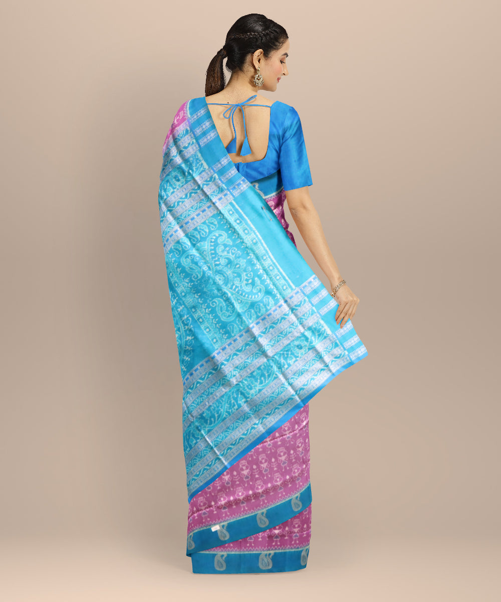 English lavender denim silk handloom sambalpuri saree