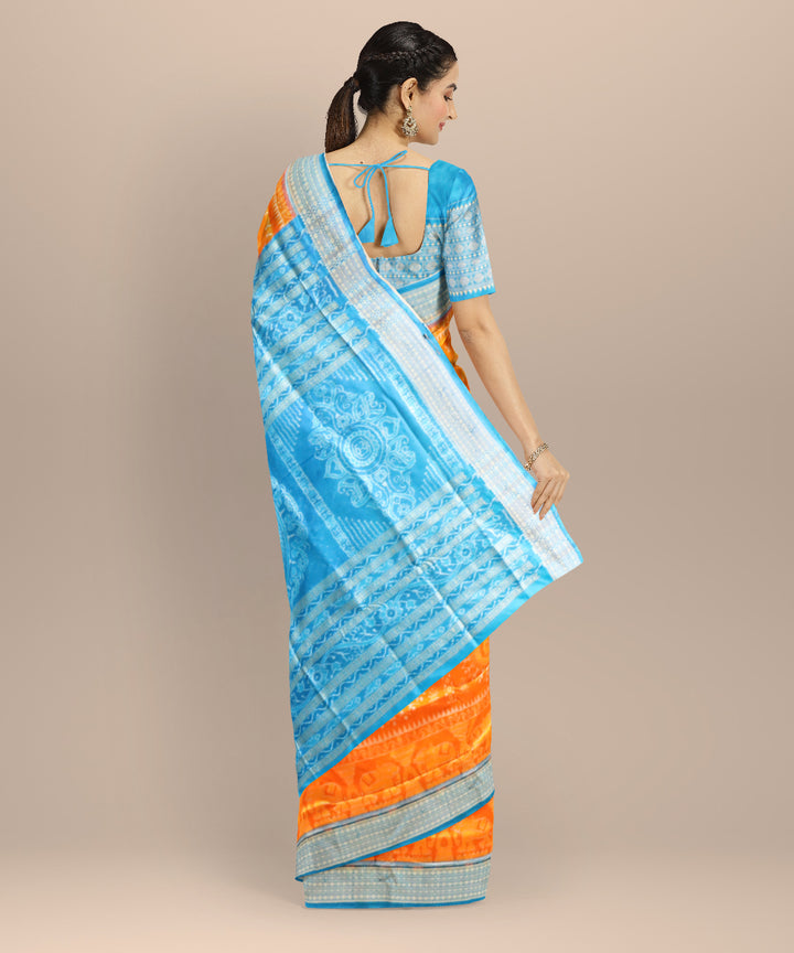 Orange denim silk handloom sambalpuri saree