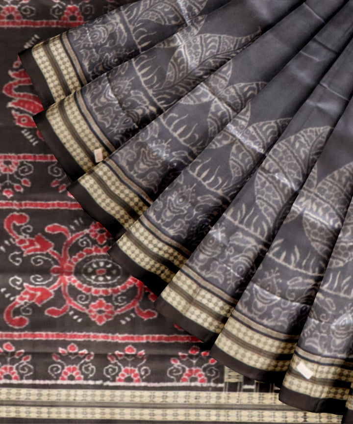 Grey black silk handloom sambalpuri saree