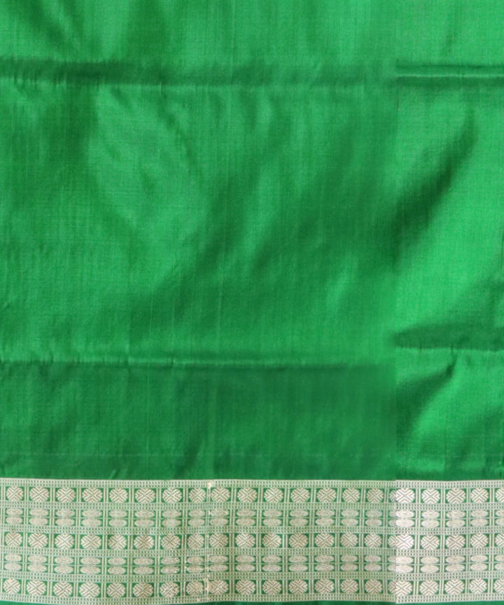 Cyan blue dark green silk handloom sambalpuri saree