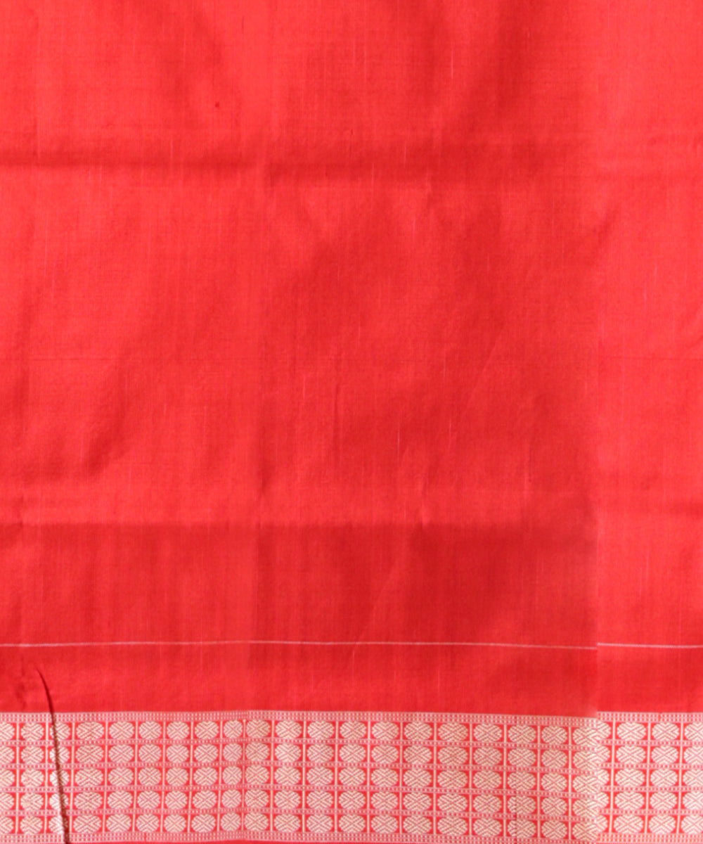 Sky blue dark red silk handloom sambalpuri saree