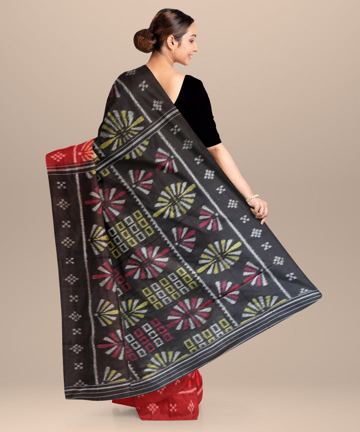 Grey black burnt umber cotton handloom nuapatna saree