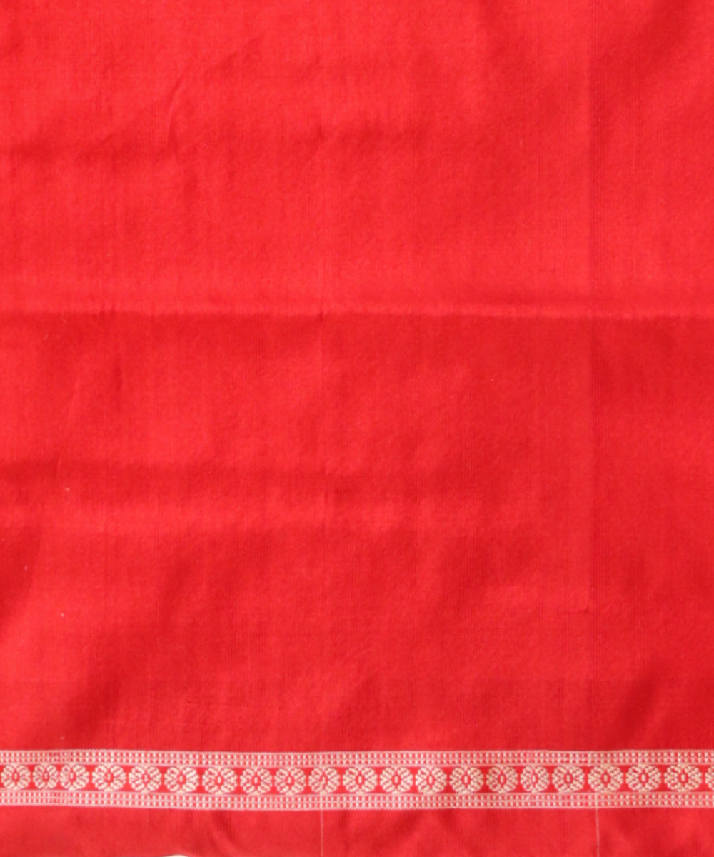 White dark red handloom sonepur silk saree