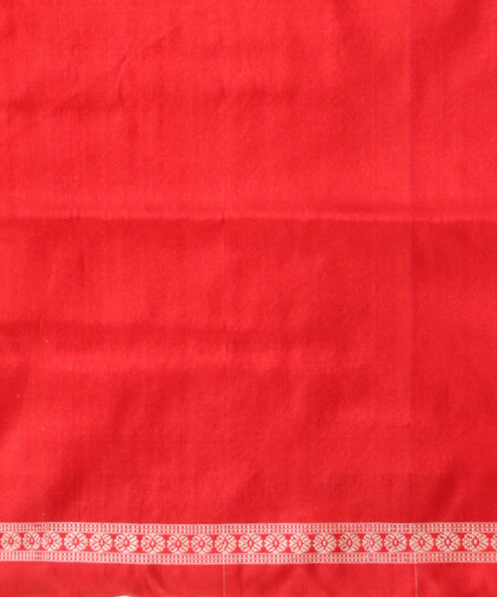 White dark red handloom sonepur silk saree
