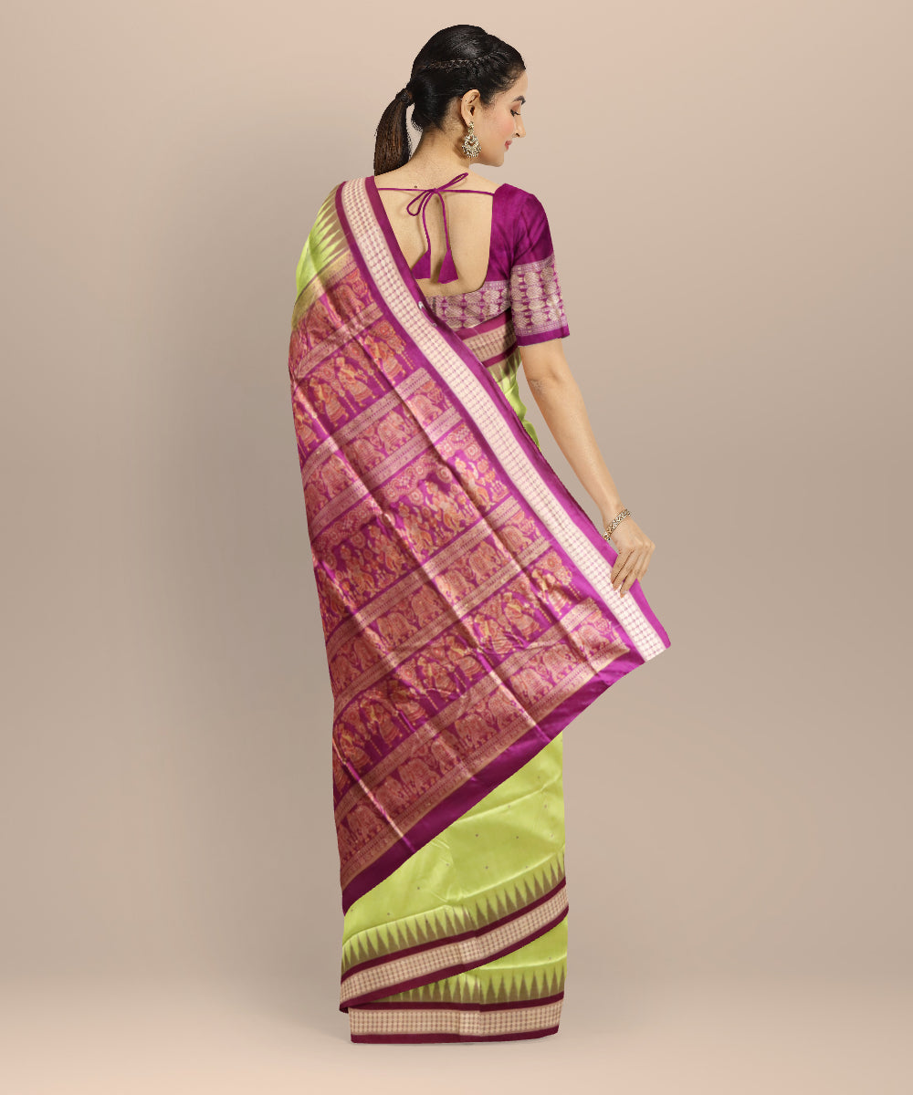 Teal green purple silk handloom sonepur saree