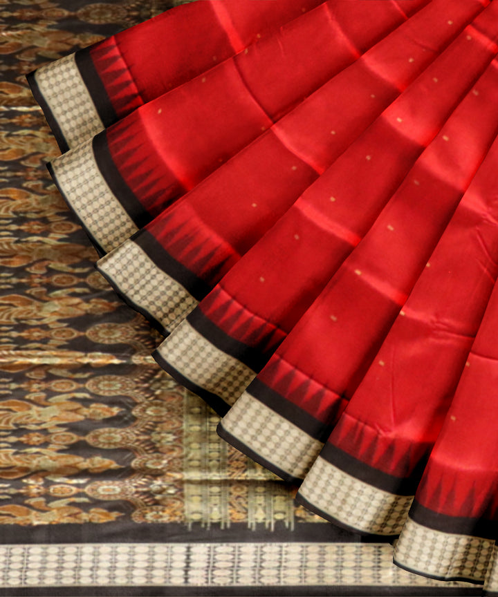 Red black silk handloom sonepur saree