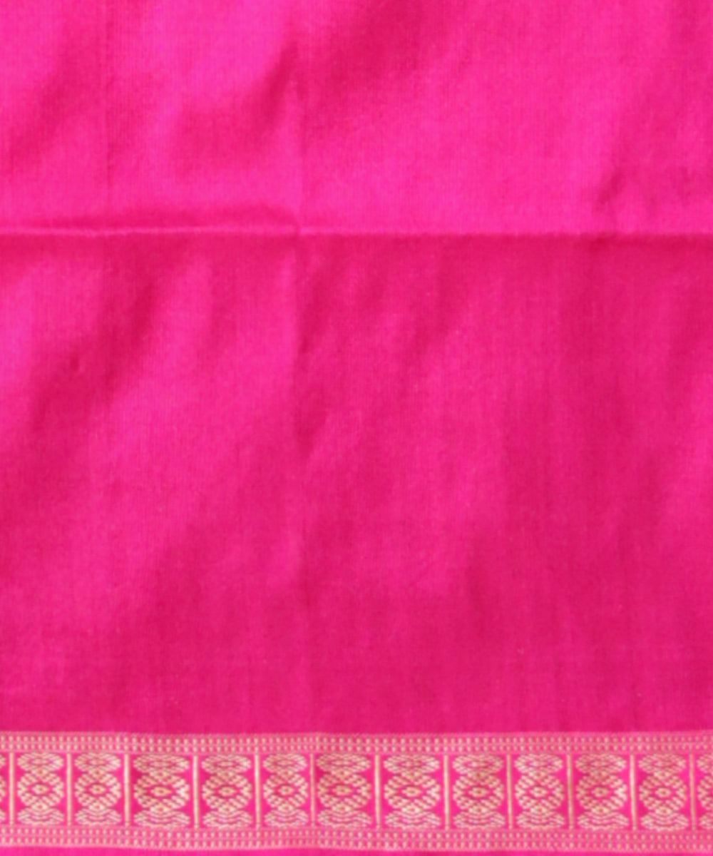 Lime green dark pink silk handloom sonepur saree