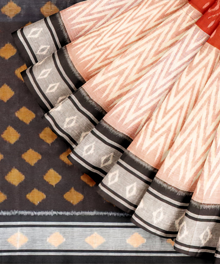 Multicolor gray black cotton handloom nuapatna saree