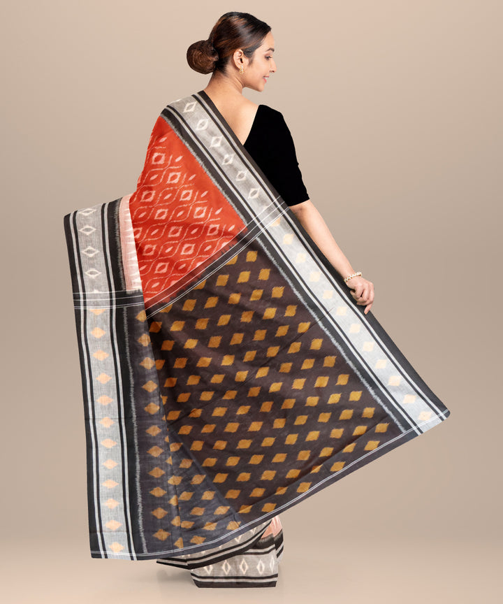 Multicolor gray black cotton handloom nuapatna saree