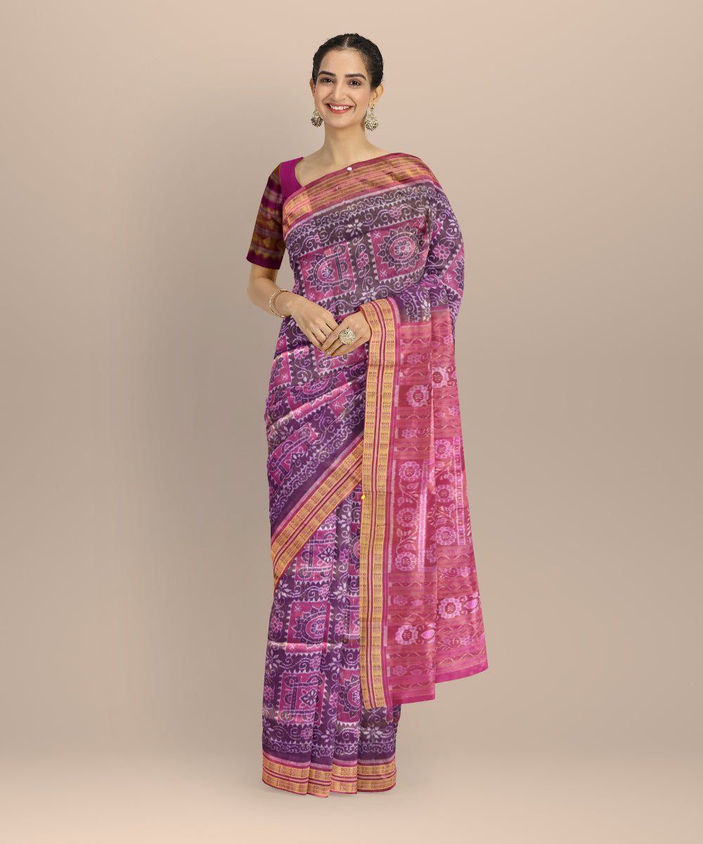 Violet fashion fuchsia silk handloom sambalpuri saree