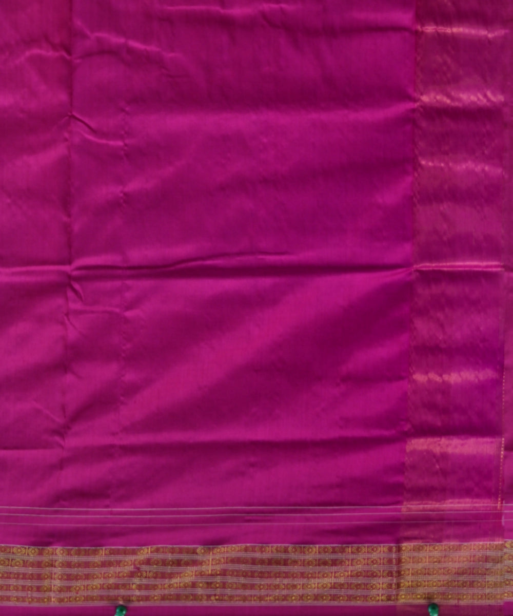 Sky blue deep pink silk handloom sambalpuri saree