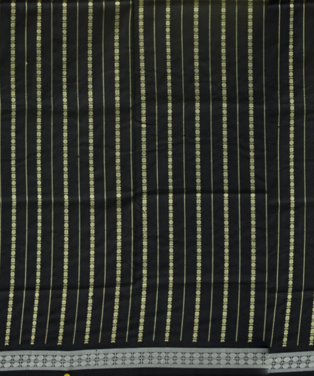 Orange black silk handloom bomkai saree