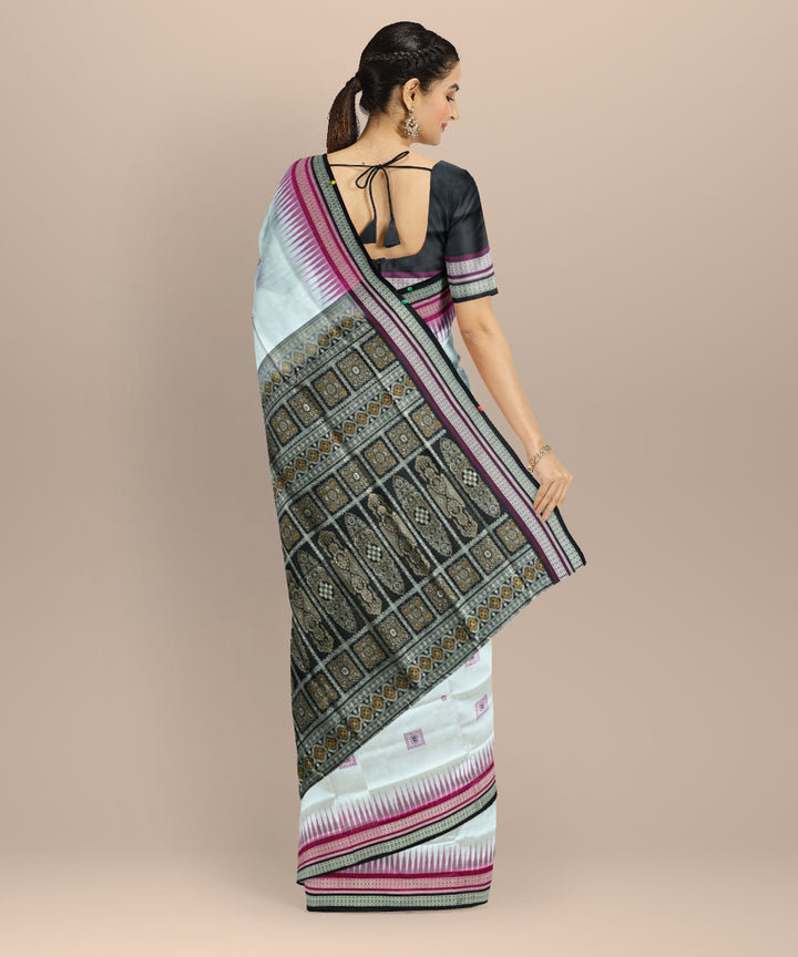 White black silk handloom bomkai saree