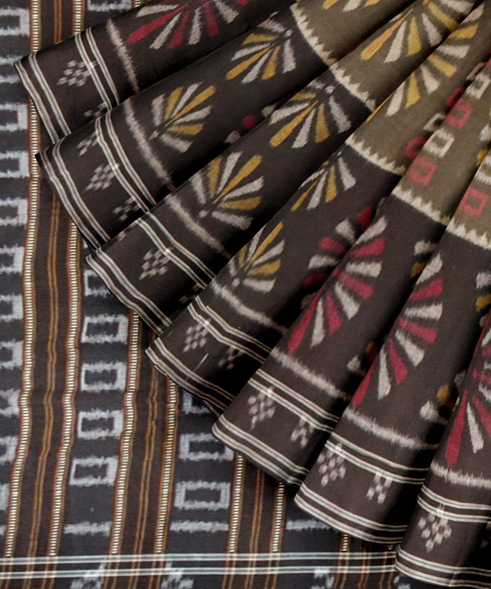 Ebony grey black cotton handloom nuapatna saree