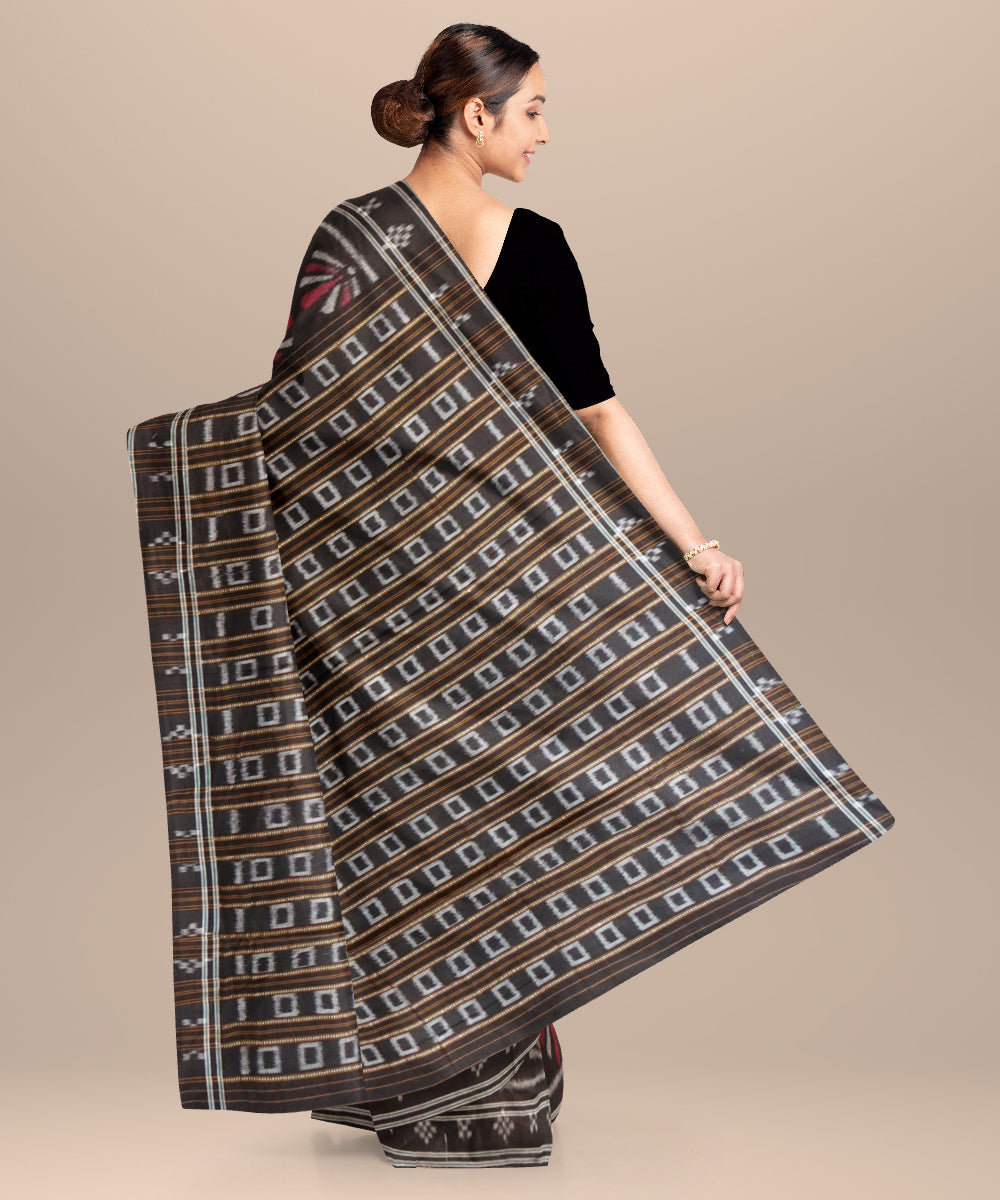 Ebony grey black cotton handloom nuapatna saree