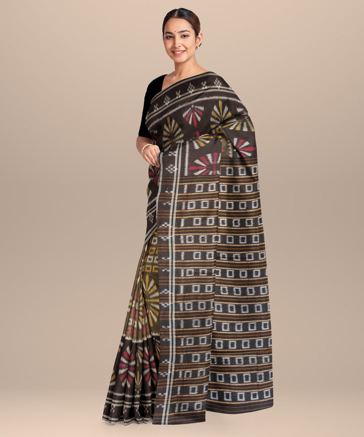 Ebony grey black cotton handloom nuapatna saree
